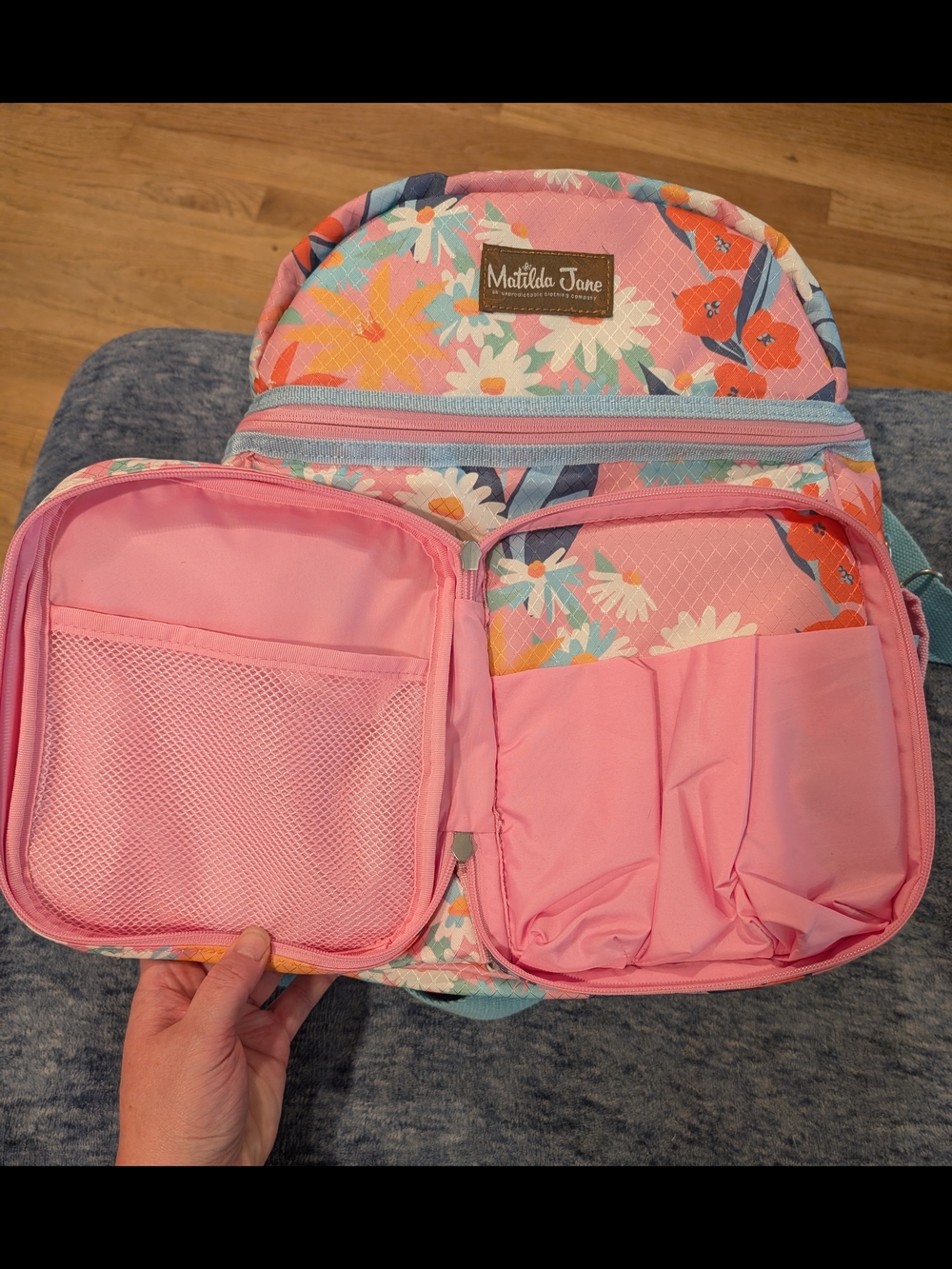 Matilda Jane Everything Packed Cooler Backpack in Pink, Blue and Coral - Picture 11 of 11